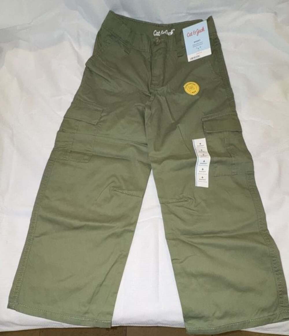 Cat & Jack Baggy Cargo Pants Size 6 Green Stretch Reinforced Knee